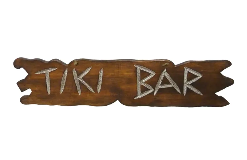 Handbemaltes Schild „Tiki Bar“, braun, 60 x 40 cm 