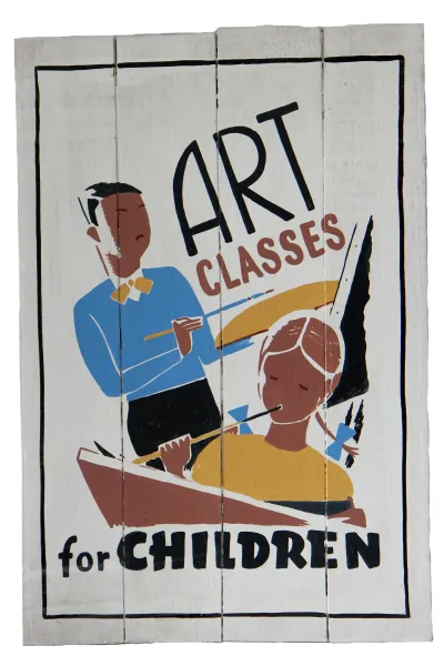 SALE - Hand painted sign "Art classes for child 