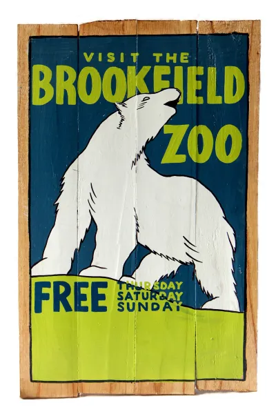 Handbemaltes Schild „Visit the Brookfield“, 60 x 40 cm 