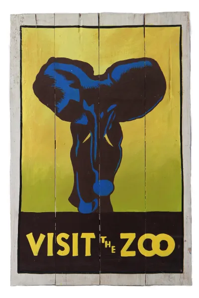 Hand painted sign "Visit the Zoo - Elephant" 
