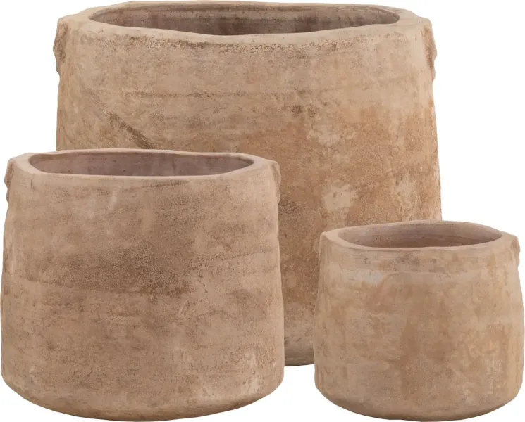 3 er Set Pflanzgefäße, in der Farbe Anterra, A; 49cm Dia - 39cm H. / B: 35cm Dia - 29cm H. / C: 26cm Dia. - 21cm H. 
