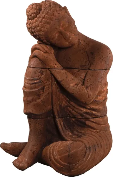 Sitzender Buddha Relax, Terracotta. Farbe Rust. 78 cm Hoch. 
