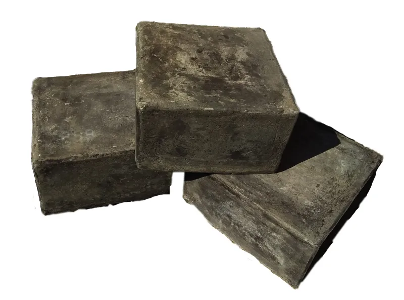 Set of 3 pedestals/feet for water features, 15x15x15 cm, cast stone 