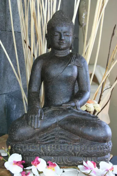Buddha-Figur, sitzend, indisch, 45 cm 