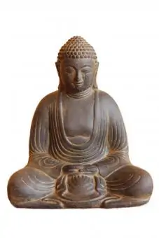 Buddha-Figur, Japan, sitzend, Steinguss, 20 cm Höhe 