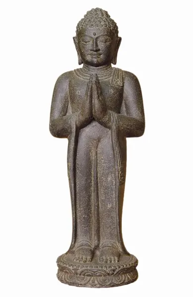 Buddha-Figur, stehend, "Namaste", indisch 60 cm, Vollguss