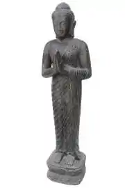 Stehender Buddha, quadratischer Sockel. Gefaltete Hände. 27 x 28 x 153cm 