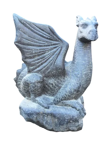 Sitzender Drache auf Stein, ca. 65 cm 