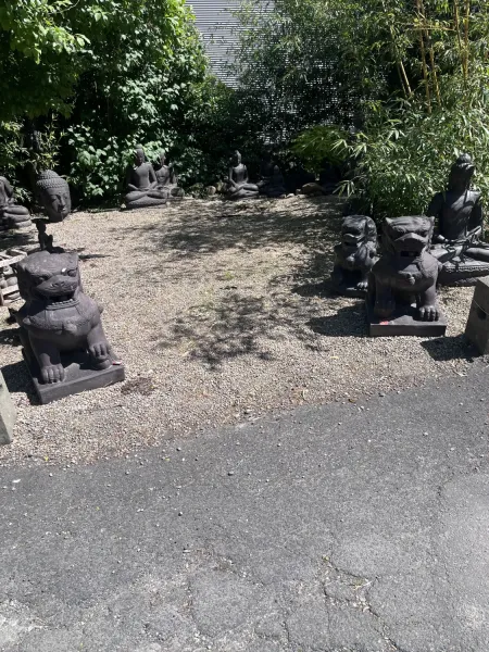 Tempel-Löwen,2er-Set Steinguss, 75cm Höhe 