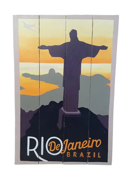 Handbemaltes Holzschild, retro, „Rio De Janeiro“, 60 cm 