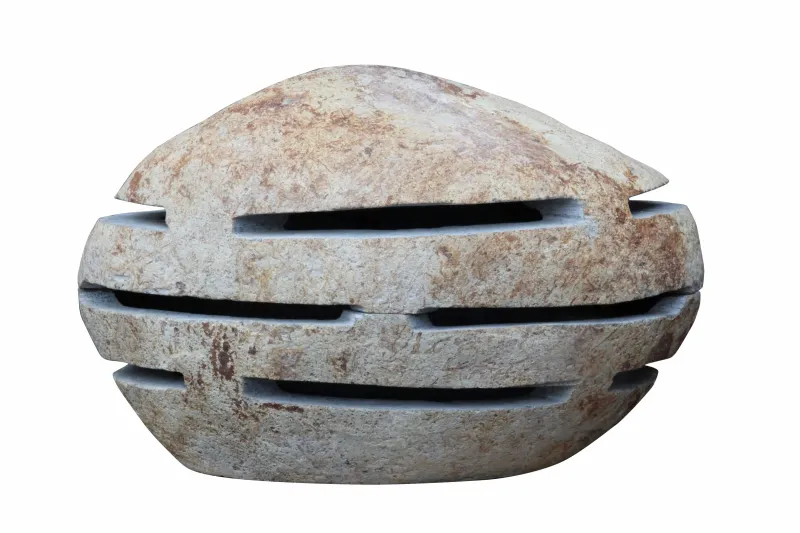 Garden lantern - rather oval, slit, with a lid, ca. 35 cm L 