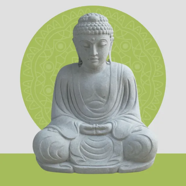 Sitzender Buddha, Japaner, 75 cm Höhe, Naturstein (Basanit), Steinmetzarbeiten. Naturstein, Grau 