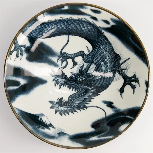 Japonism Dragon Menbachi Bowl 25.2x7.7cm 1600ml Black 