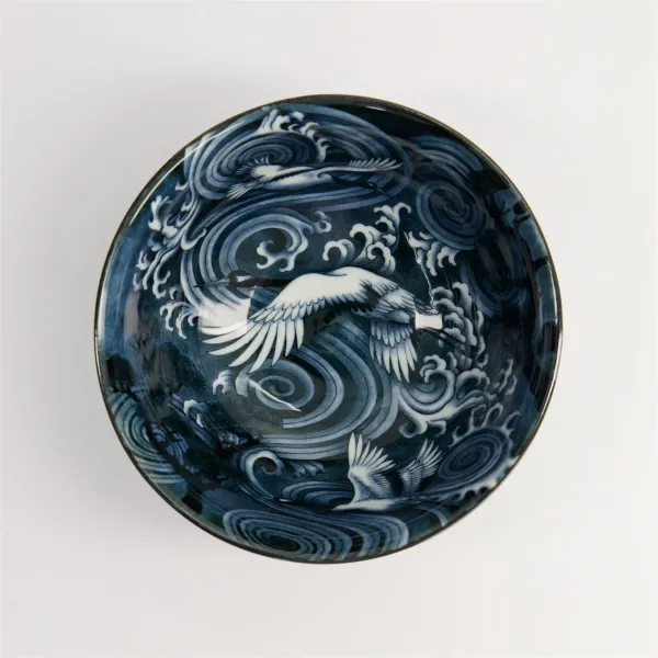 Japonism Crane Tayo Bowl 14.7x6.9cm 500ml Black 