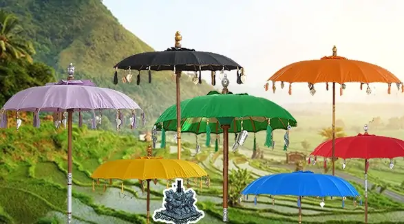 Bali Umbrella, 130cm Dia. in various color with Silver applications 